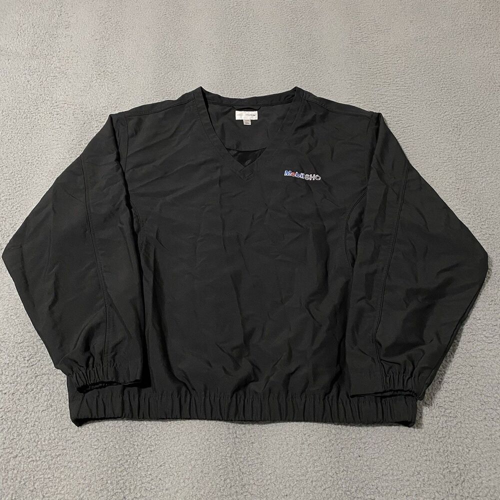 Mobil SHC Windbreaker Jacket Men XL Black Cutter & Buck Pullover Employee Office